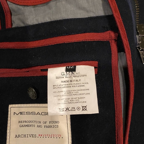 Messagarie Navy Blue Men’s Wool Coat Archive 1989/2009 Made in Italy Size 32 - Picture 4 of 6